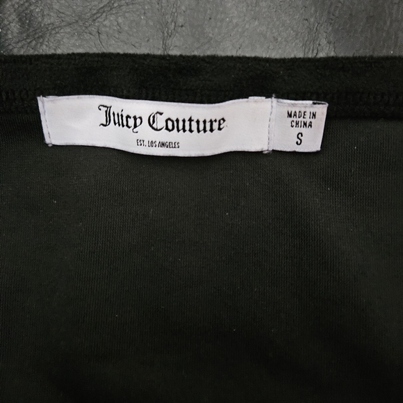 Juicy Couture Black Velour Tube Crystal Stud Preppy Embroidery Stretchy Sz S/M - Picture 8 of 8